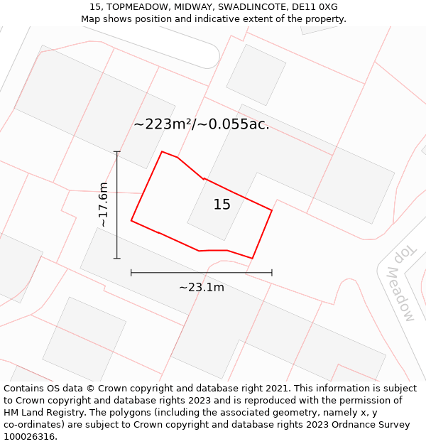 15, TOPMEADOW, MIDWAY, SWADLINCOTE, DE11 0XG: Plot and title map