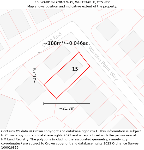 15, WARDEN POINT WAY, WHITSTABLE, CT5 4TY: Plot and title map