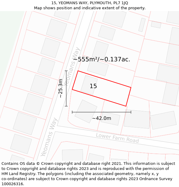 15, YEOMANS WAY, PLYMOUTH, PL7 1JQ: Plot and title map