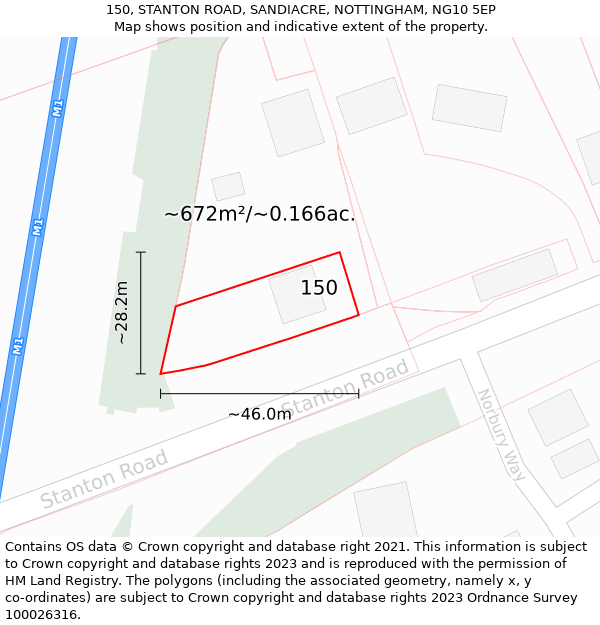 150, STANTON ROAD, SANDIACRE, NOTTINGHAM, NG10 5EP: Plot and title map