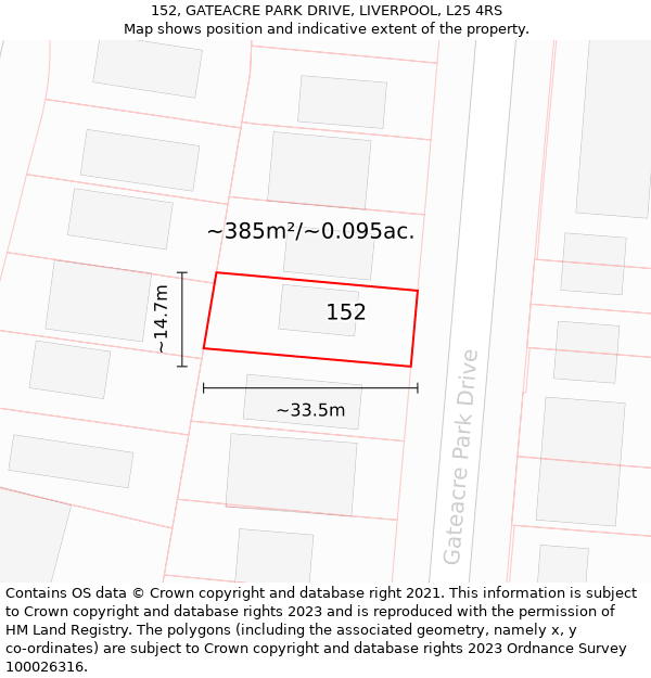 152, GATEACRE PARK DRIVE, LIVERPOOL, L25 4RS: Plot and title map