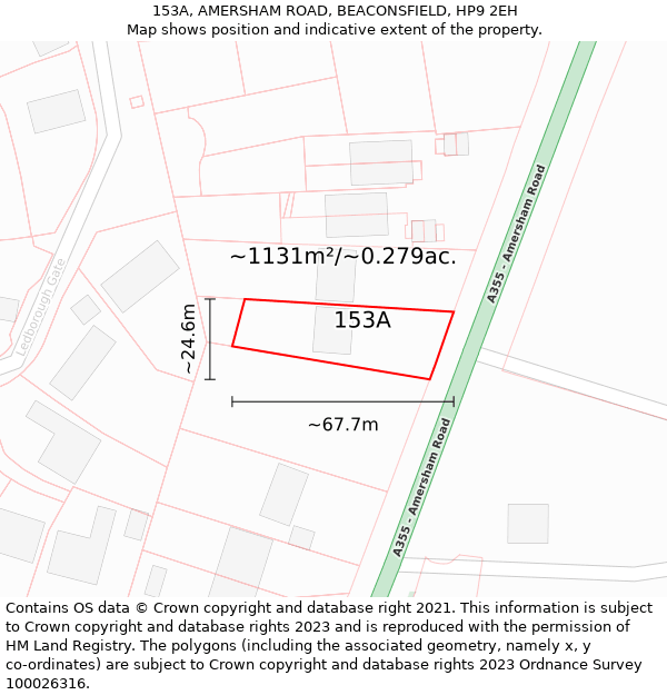 153A, AMERSHAM ROAD, BEACONSFIELD, HP9 2EH: Plot and title map