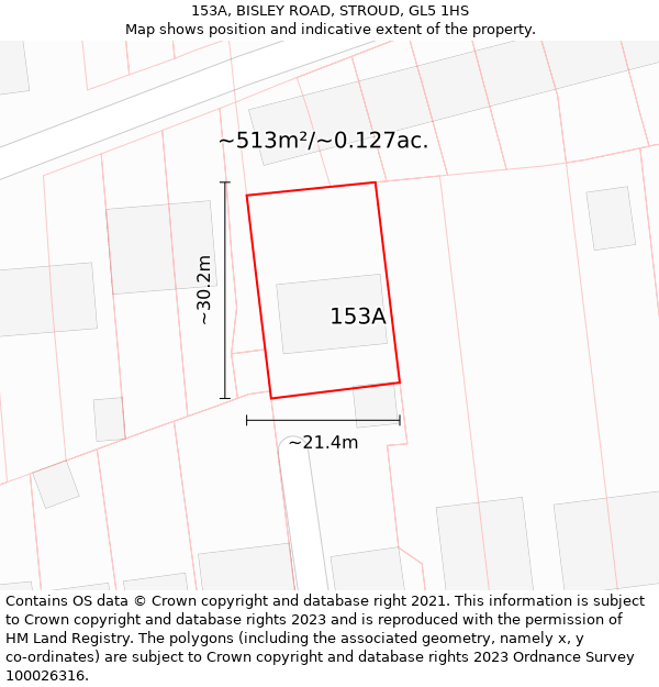 153A, BISLEY ROAD, STROUD, GL5 1HS: Plot and title map