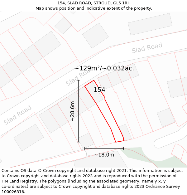 154, SLAD ROAD, STROUD, GL5 1RH: Plot and title map