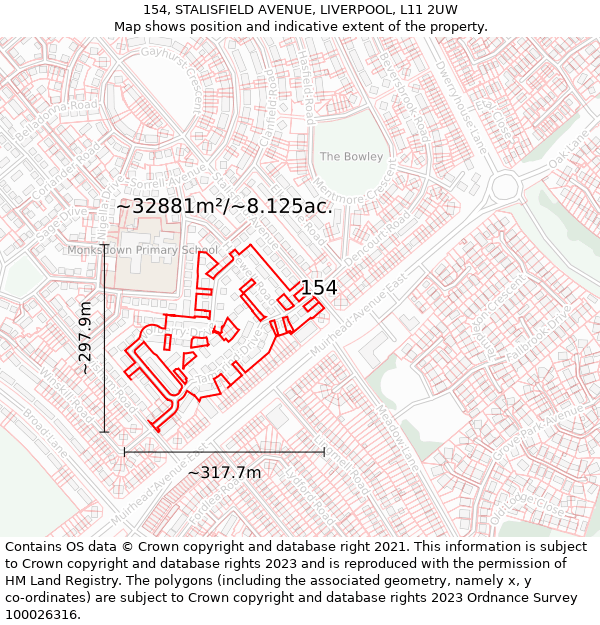 154, STALISFIELD AVENUE, LIVERPOOL, L11 2UW: Plot and title map