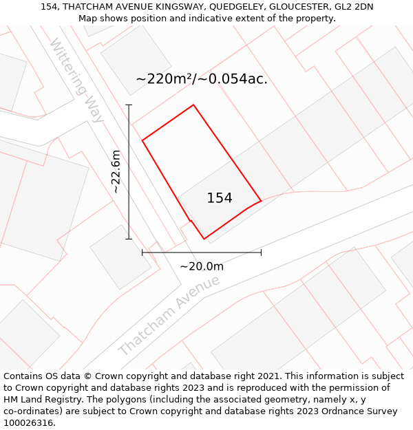 154, THATCHAM AVENUE KINGSWAY, QUEDGELEY, GLOUCESTER, GL2 2DN: Plot and title map