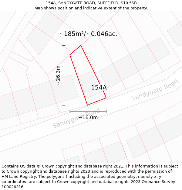 154A, SANDYGATE ROAD, SHEFFIELD, S10 5SB: Plot and title map