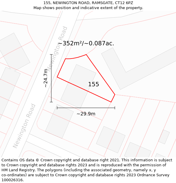 155, NEWINGTON ROAD, RAMSGATE, CT12 6PZ: Plot and title map