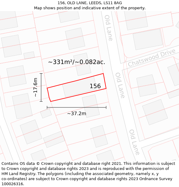 156, OLD LANE, LEEDS, LS11 8AG: Plot and title map