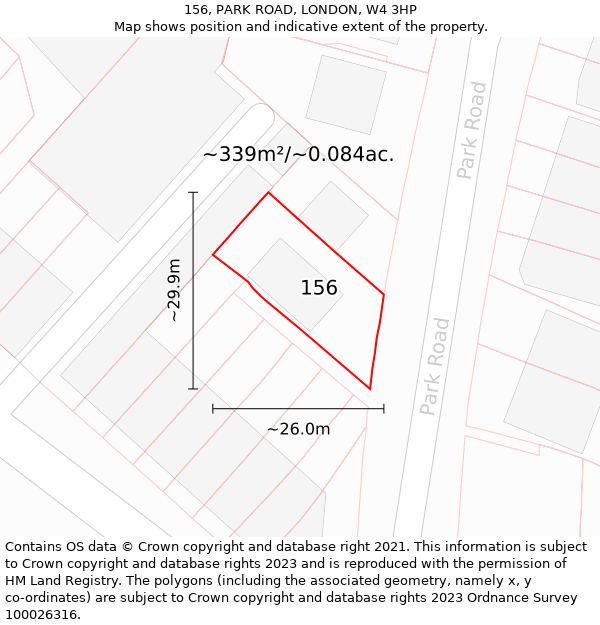 156, PARK ROAD, LONDON, W4 3HP: Plot and title map
