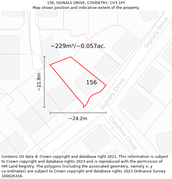 156, SIGNALS DRIVE, COVENTRY, CV3 1PY: Plot and title map