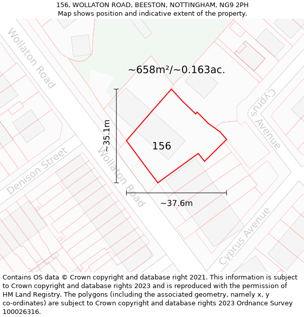 156, WOLLATON ROAD, BEESTON, NOTTINGHAM, NG9 2PH: Plot and title map