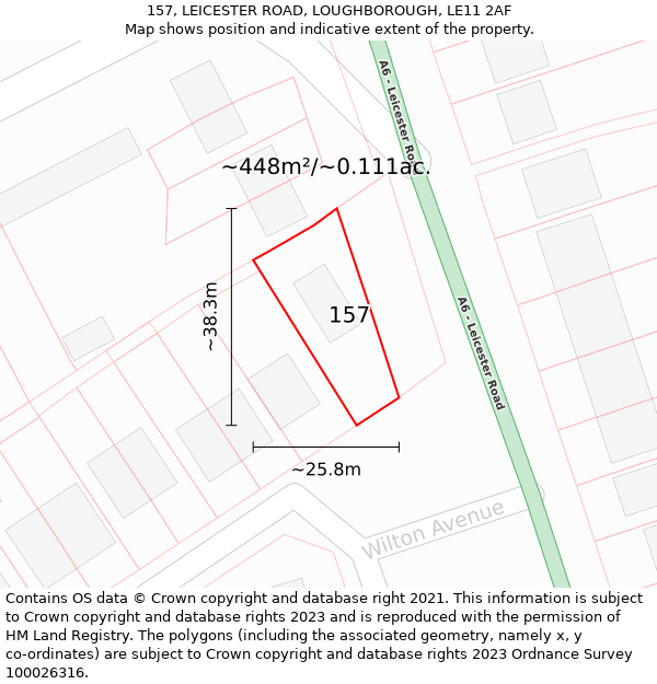157, LEICESTER ROAD, LOUGHBOROUGH, LE11 2AF: Plot and title map