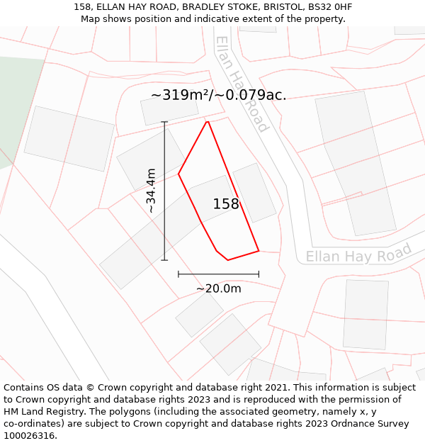 158, ELLAN HAY ROAD, BRADLEY STOKE, BRISTOL, BS32 0HF: Plot and title map