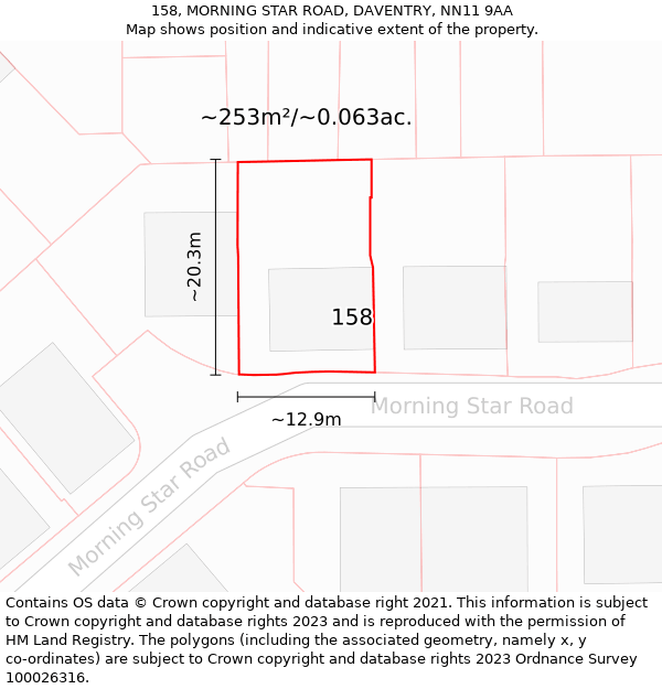 158, MORNING STAR ROAD, DAVENTRY, NN11 9AA: Plot and title map