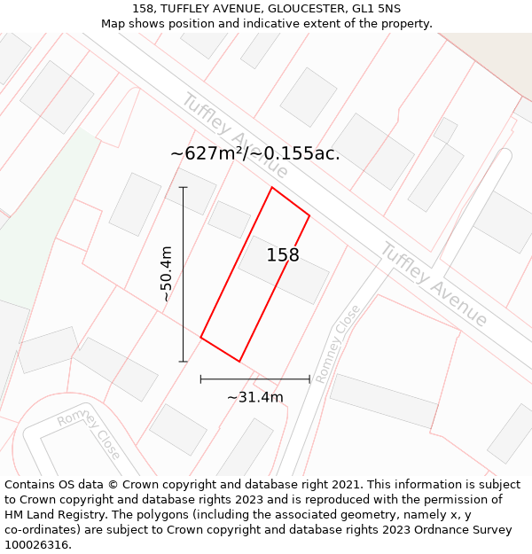 158, TUFFLEY AVENUE, GLOUCESTER, GL1 5NS: Plot and title map