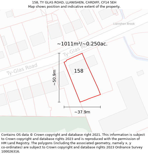 158, TY GLAS ROAD, LLANISHEN, CARDIFF, CF14 5EH: Plot and title map