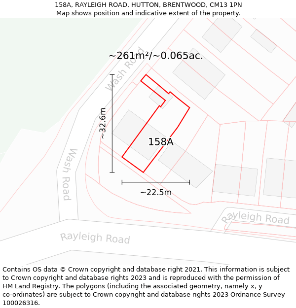 158A, RAYLEIGH ROAD, HUTTON, BRENTWOOD, CM13 1PN: Plot and title map