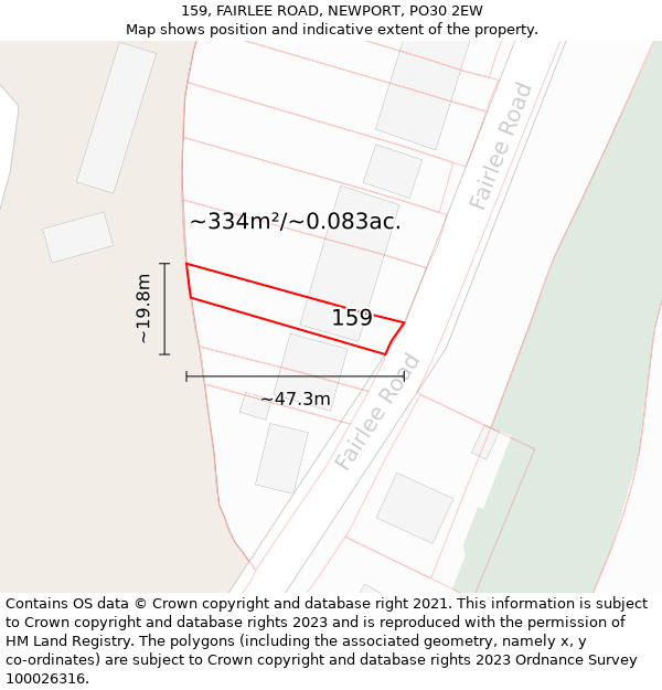 159, FAIRLEE ROAD, NEWPORT, PO30 2EW: Plot and title map