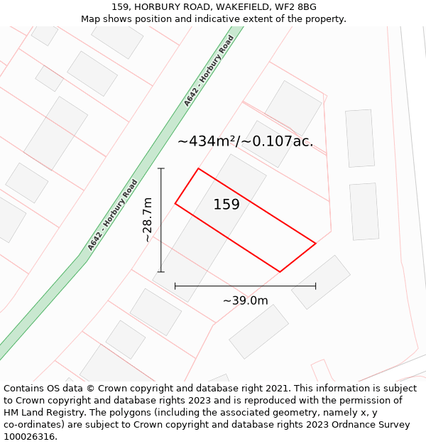 159, HORBURY ROAD, WAKEFIELD, WF2 8BG: Plot and title map