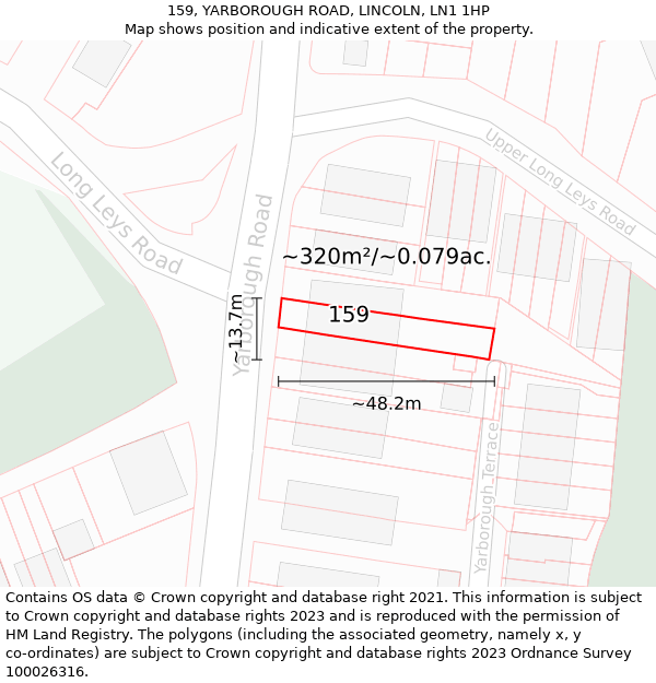 159, YARBOROUGH ROAD, LINCOLN, LN1 1HP: Plot and title map