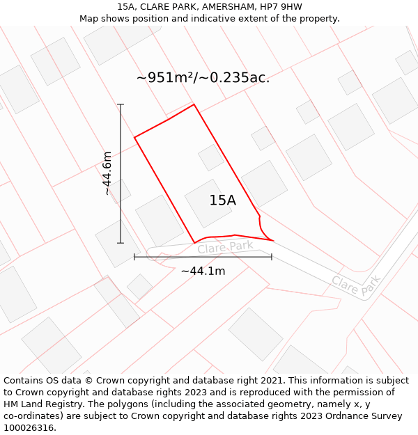 15A, CLARE PARK, AMERSHAM, HP7 9HW: Plot and title map