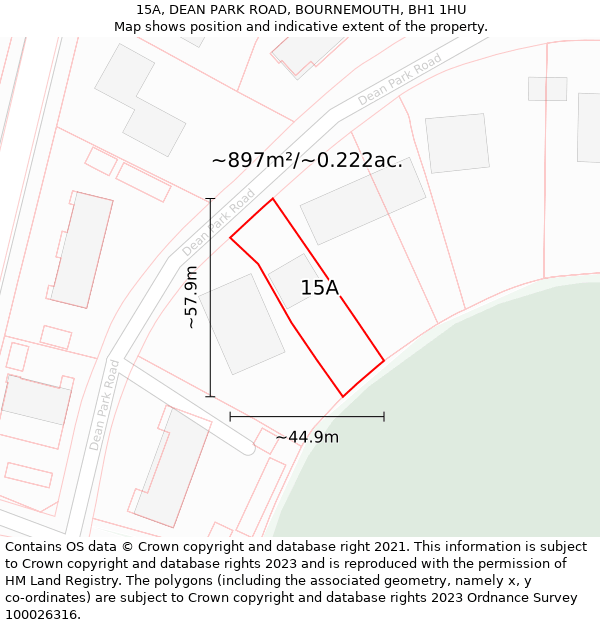 15A, DEAN PARK ROAD, BOURNEMOUTH, BH1 1HU: Plot and title map