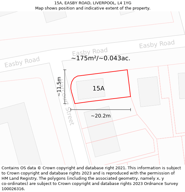 15A, EASBY ROAD, LIVERPOOL, L4 1YG: Plot and title map