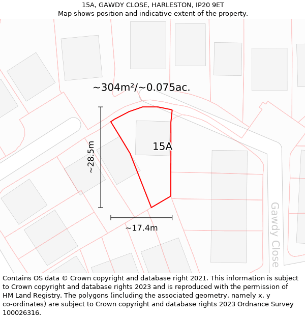 15A, GAWDY CLOSE, HARLESTON, IP20 9ET: Plot and title map