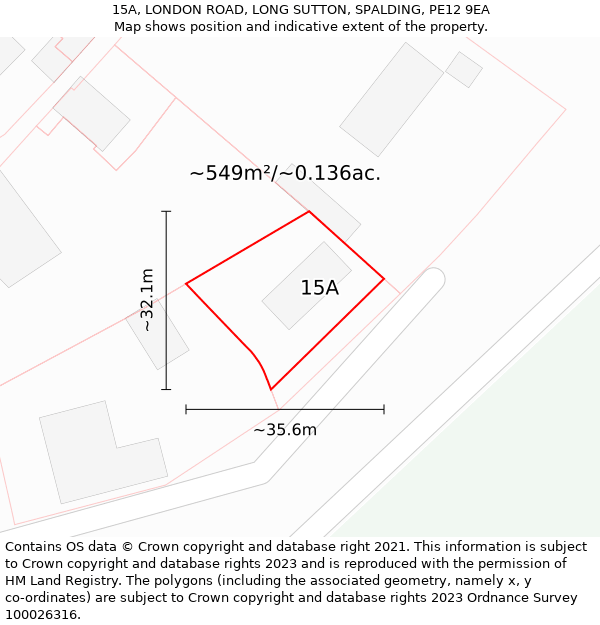 15A, LONDON ROAD, LONG SUTTON, SPALDING, PE12 9EA: Plot and title map