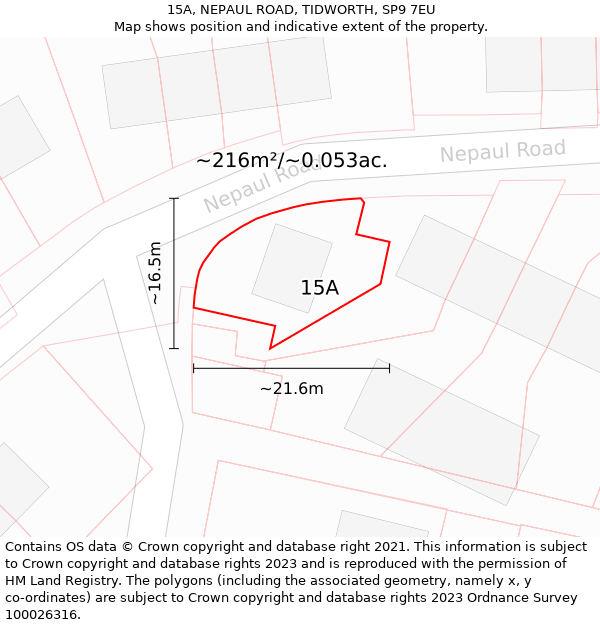 15A, NEPAUL ROAD, TIDWORTH, SP9 7EU: Plot and title map