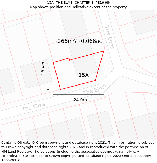 15A, THE ELMS, CHATTERIS, PE16 6JN: Plot and title map