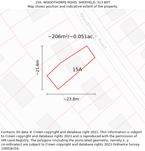 15A, WOODTHORPE ROAD, SHEFFIELD, S13 8DT: Plot and title map