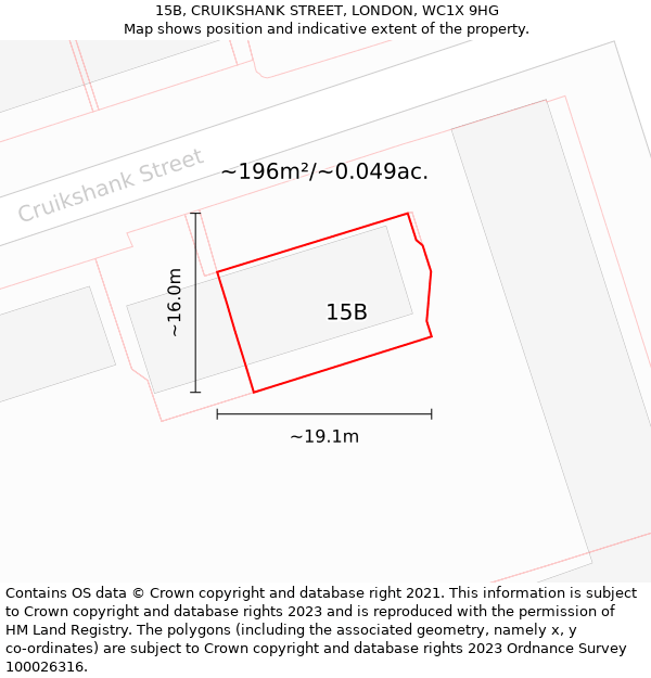 15B, CRUIKSHANK STREET, LONDON, WC1X 9HG: Plot and title map