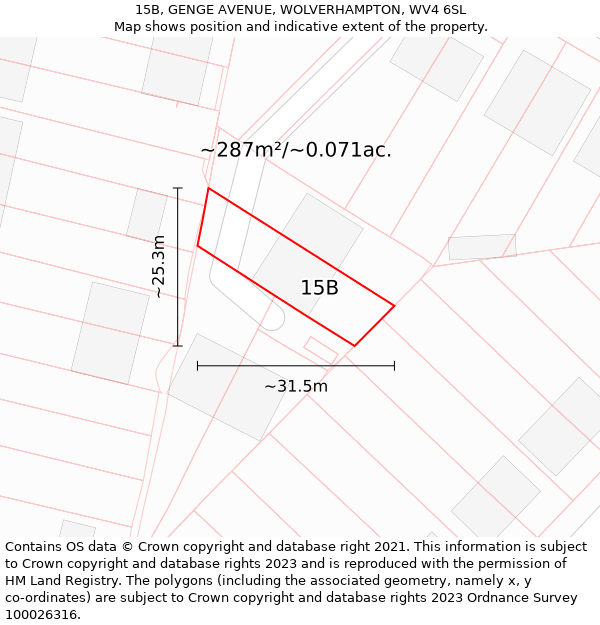 15B, GENGE AVENUE, WOLVERHAMPTON, WV4 6SL: Plot and title map