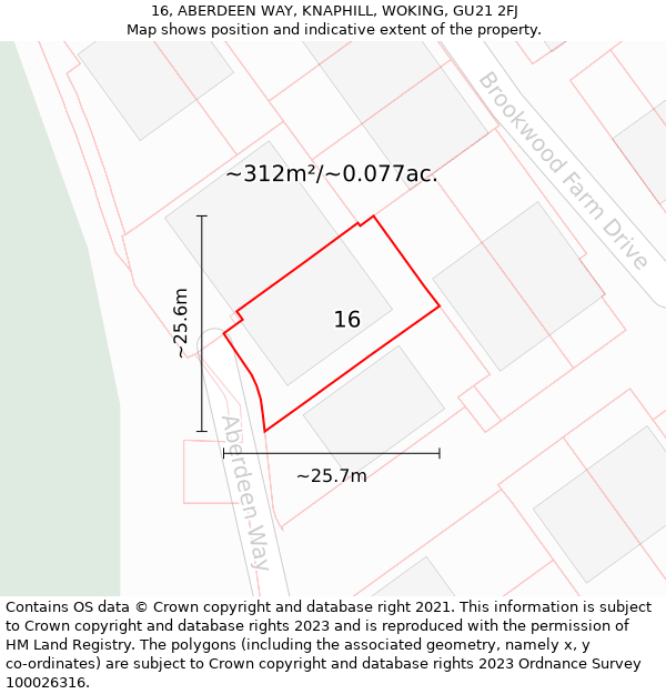 16, ABERDEEN WAY, KNAPHILL, WOKING, GU21 2FJ: Plot and title map