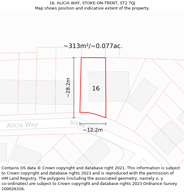 16, ALICIA WAY, STOKE-ON-TRENT, ST2 7QJ: Plot and title map