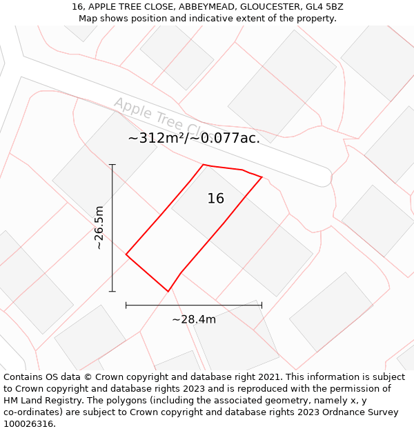 16, APPLE TREE CLOSE, ABBEYMEAD, GLOUCESTER, GL4 5BZ: Plot and title map