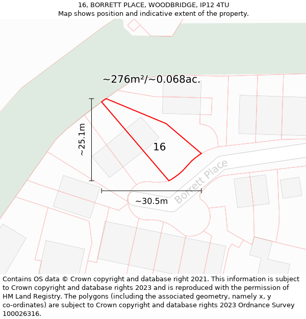 16, BORRETT PLACE, WOODBRIDGE, IP12 4TU: Plot and title map