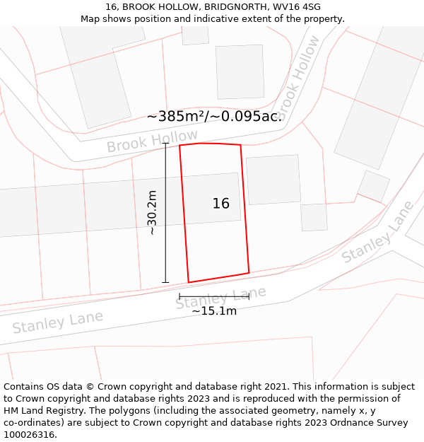 16, BROOK HOLLOW, BRIDGNORTH, WV16 4SG: Plot and title map