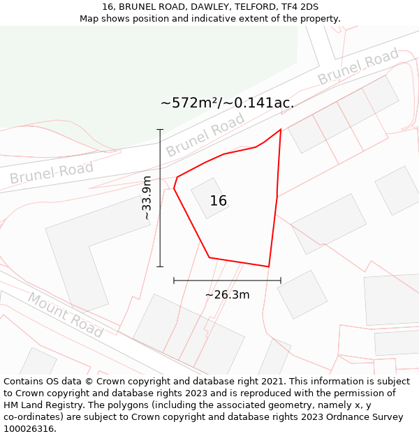 16, BRUNEL ROAD, DAWLEY, TELFORD, TF4 2DS: Plot and title map