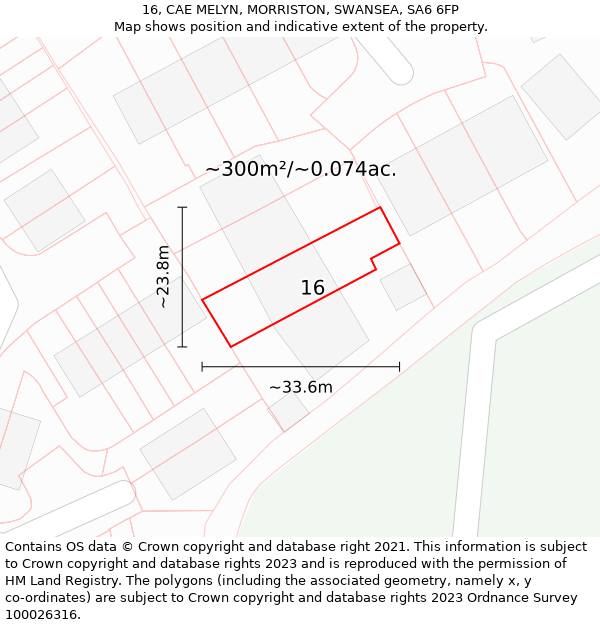 16, CAE MELYN, MORRISTON, SWANSEA, SA6 6FP: Plot and title map