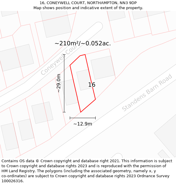 16, CONEYWELL COURT, NORTHAMPTON, NN3 9DP: Plot and title map