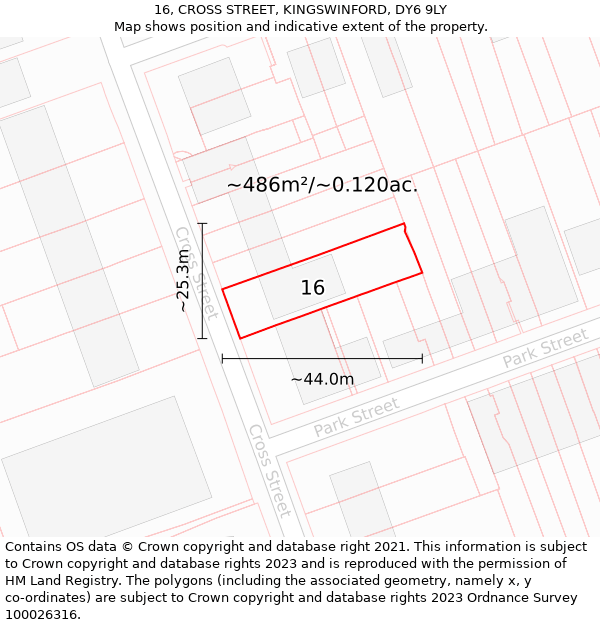 16, CROSS STREET, KINGSWINFORD, DY6 9LY: Plot and title map