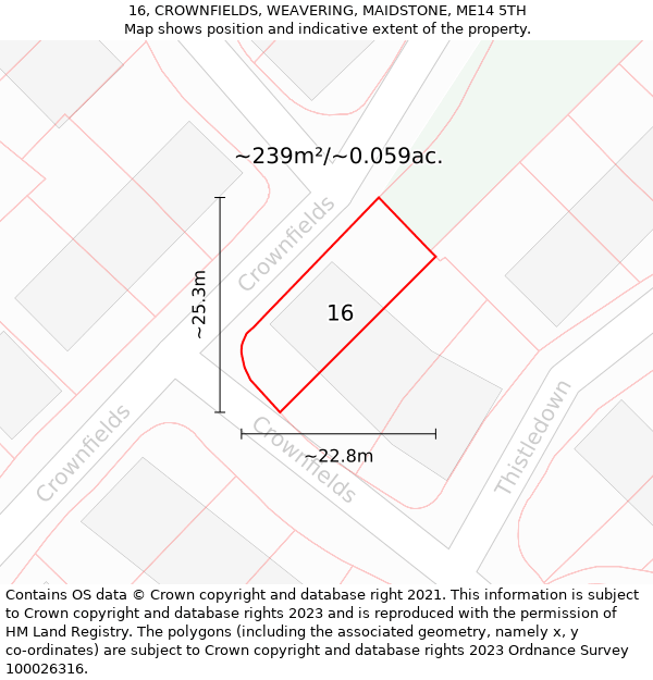 16, CROWNFIELDS, WEAVERING, MAIDSTONE, ME14 5TH: Plot and title map