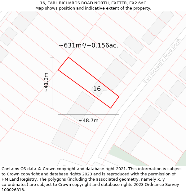 16, EARL RICHARDS ROAD NORTH, EXETER, EX2 6AG: Plot and title map