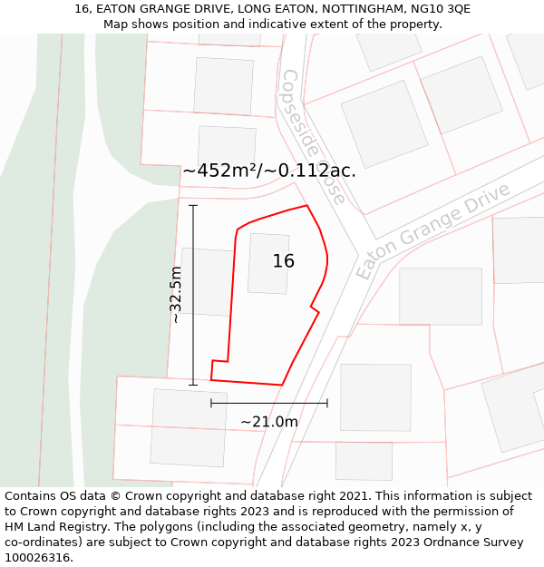 16, EATON GRANGE DRIVE, LONG EATON, NOTTINGHAM, NG10 3QE: Plot and title map