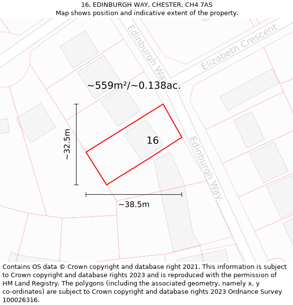 16, EDINBURGH WAY, CHESTER, CH4 7AS: Plot and title map