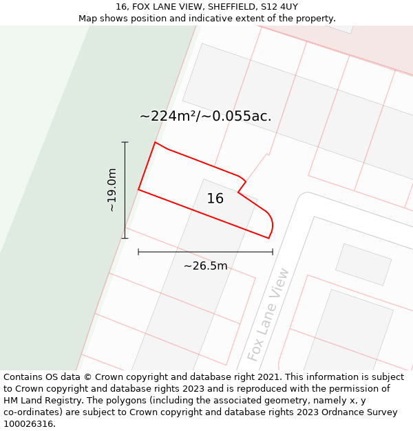 16, FOX LANE VIEW, SHEFFIELD, S12 4UY: Plot and title map