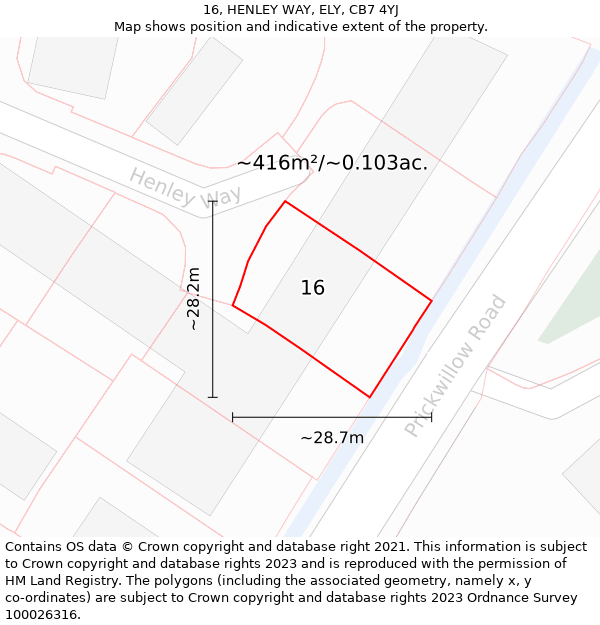 16, HENLEY WAY, ELY, CB7 4YJ: Plot and title map